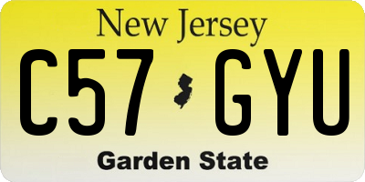 NJ license plate C57GYU