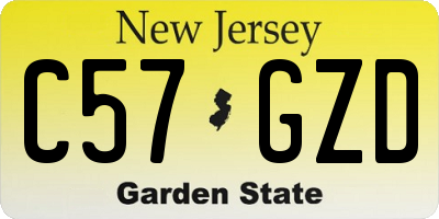 NJ license plate C57GZD