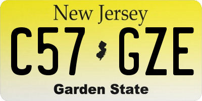 NJ license plate C57GZE