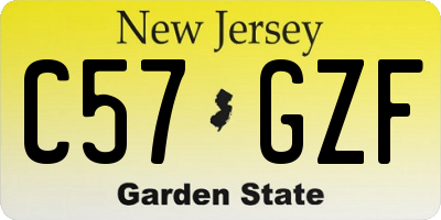 NJ license plate C57GZF