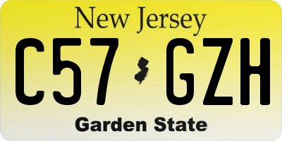 NJ license plate C57GZH