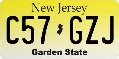 NJ license plate C57GZJ