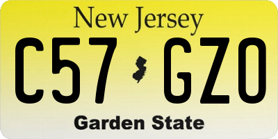 NJ license plate C57GZO