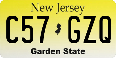 NJ license plate C57GZQ