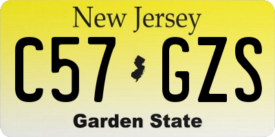NJ license plate C57GZS