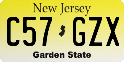 NJ license plate C57GZX