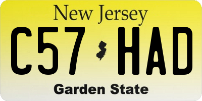 NJ license plate C57HAD