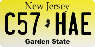 NJ license plate C57HAE