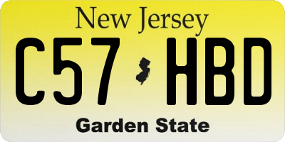 NJ license plate C57HBD