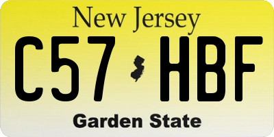 NJ license plate C57HBF