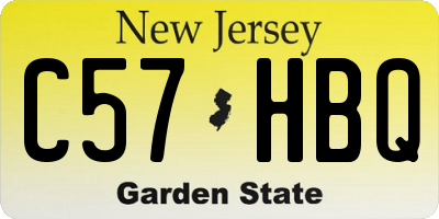 NJ license plate C57HBQ