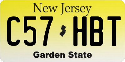 NJ license plate C57HBT