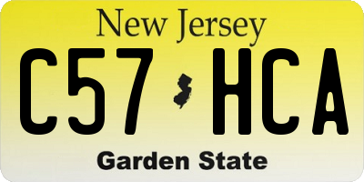 NJ license plate C57HCA