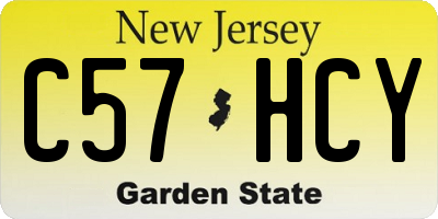 NJ license plate C57HCY