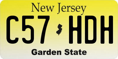 NJ license plate C57HDH