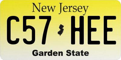 NJ license plate C57HEE