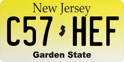 NJ license plate C57HEF