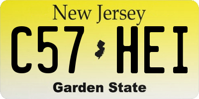 NJ license plate C57HEI