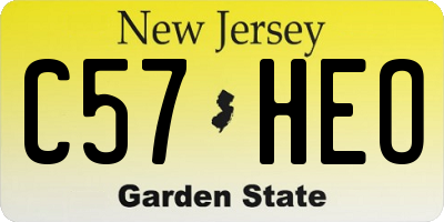 NJ license plate C57HEO
