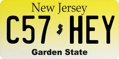 NJ license plate C57HEY