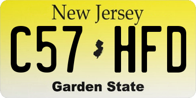 NJ license plate C57HFD