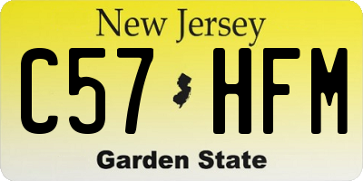 NJ license plate C57HFM