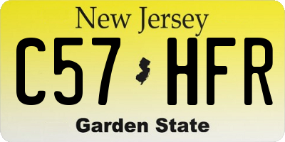 NJ license plate C57HFR