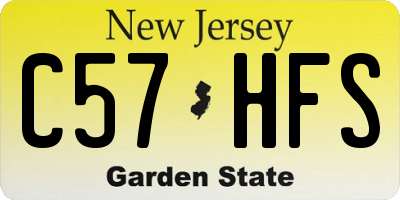 NJ license plate C57HFS
