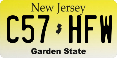 NJ license plate C57HFW