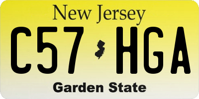 NJ license plate C57HGA