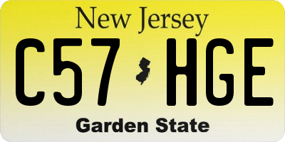 NJ license plate C57HGE