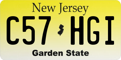 NJ license plate C57HGI