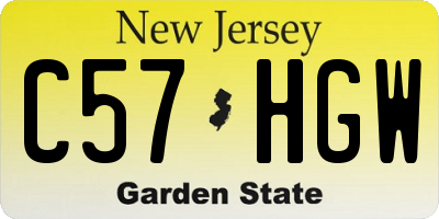 NJ license plate C57HGW