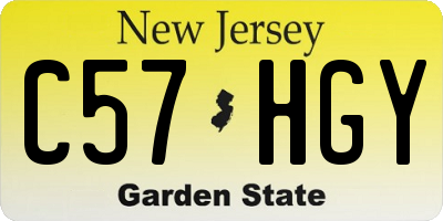 NJ license plate C57HGY