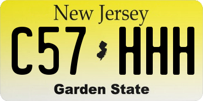 NJ license plate C57HHH