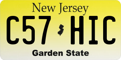 NJ license plate C57HIC