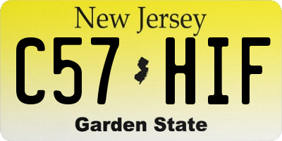 NJ license plate C57HIF