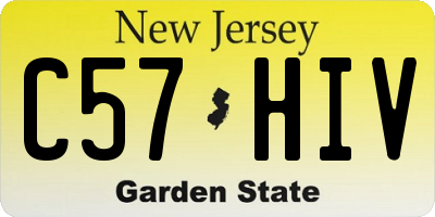 NJ license plate C57HIV