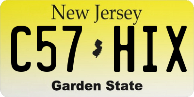 NJ license plate C57HIX