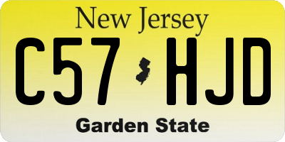 NJ license plate C57HJD