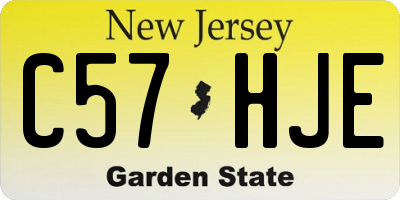 NJ license plate C57HJE