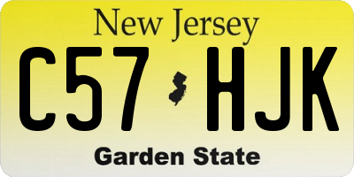 NJ license plate C57HJK