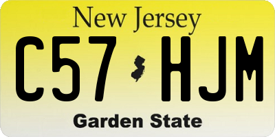 NJ license plate C57HJM
