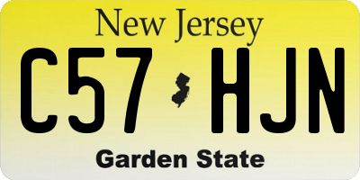 NJ license plate C57HJN
