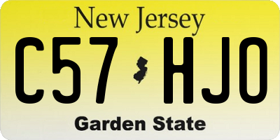 NJ license plate C57HJO