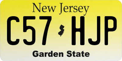 NJ license plate C57HJP