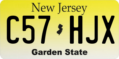 NJ license plate C57HJX