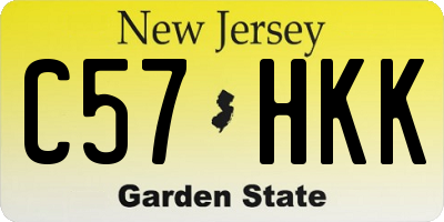 NJ license plate C57HKK