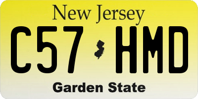 NJ license plate C57HMD