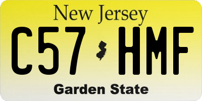 NJ license plate C57HMF